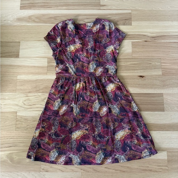 Garnet Hill Garden party Dress Jersey knit Twist Cap Sleeve Chic Size 16 paisley - Picture 6 of 10